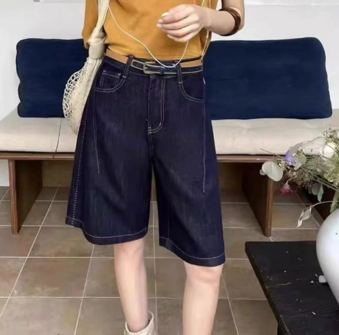 [麦霓严选]复古水洗定制牛仔短裤9371