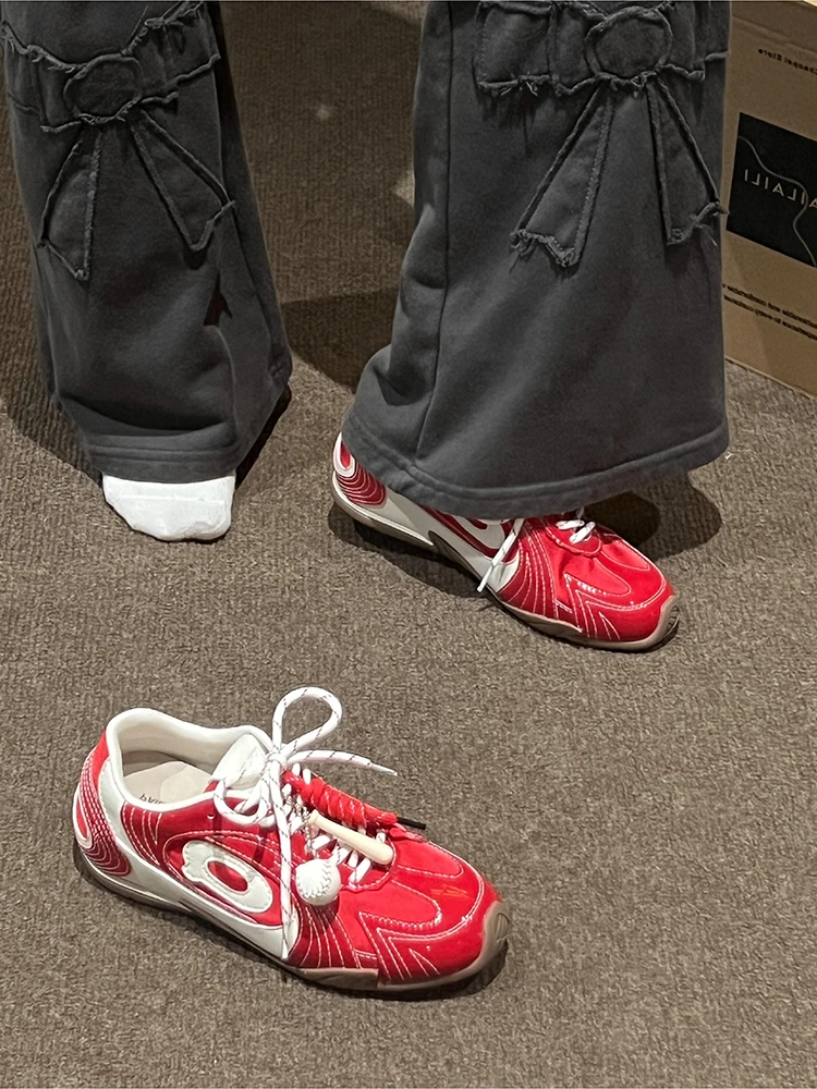 小众赛车鞋内增高德训鞋子女2025秋季新款网面透气休闲轻便运动鞋