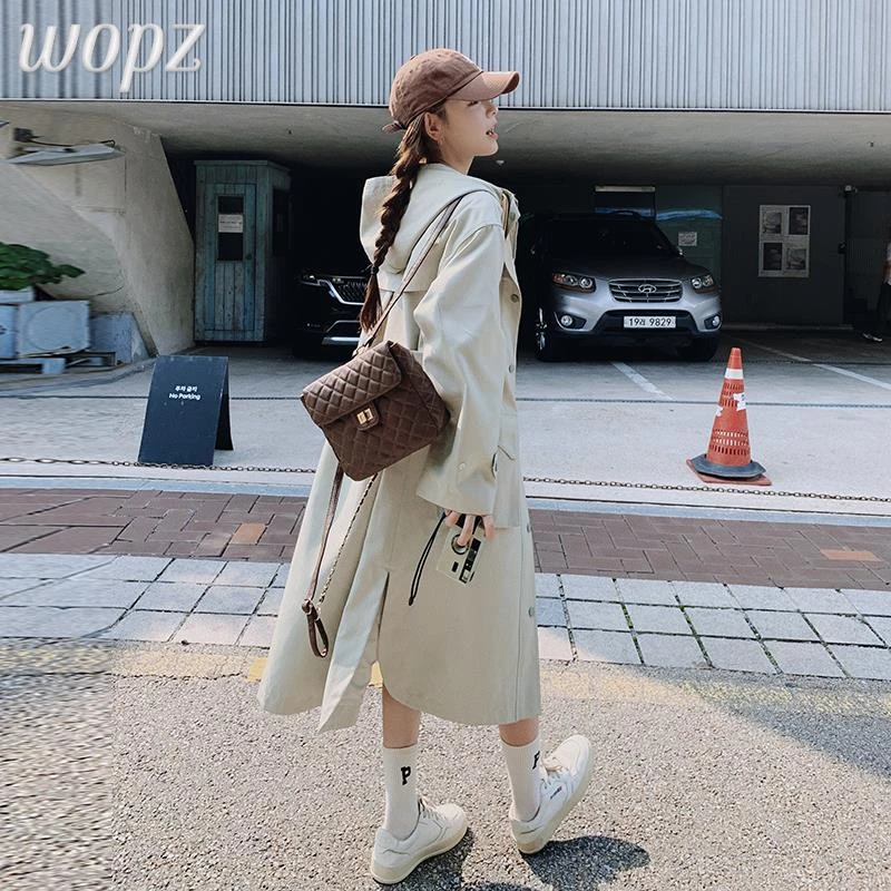 今年流行工装连帽风衣外套女2025春新款高级女款小小个子休闲风衣