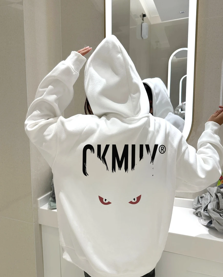 重磅加绒加厚连帽卫衣宽松秋冬季复古港风印花双层帽男装长袖Zx60