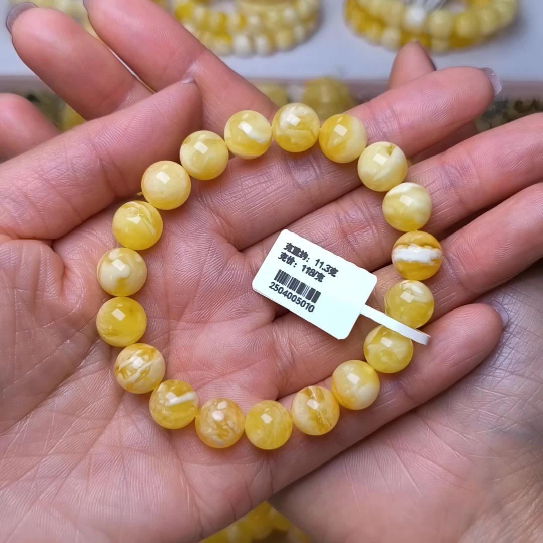 未镶嵌蜜蜡手串10+圆珠手串