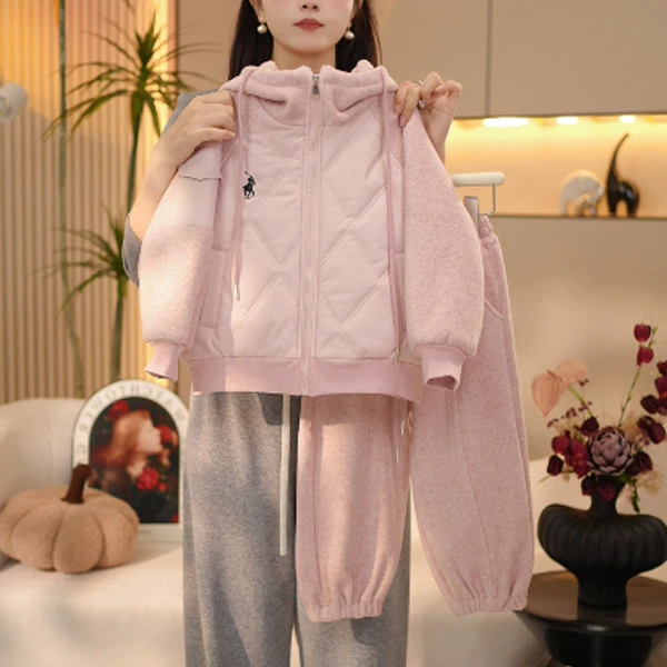 现货【一甜】女童夹棉加厚外套裤子套装秋冬季新款中大童2024两件套