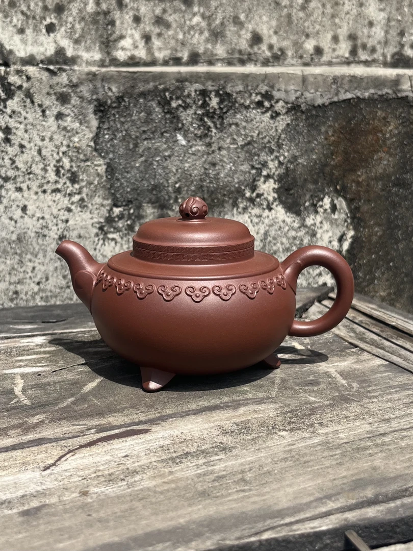 微瑕原矿红清水云间如意紫砂壶