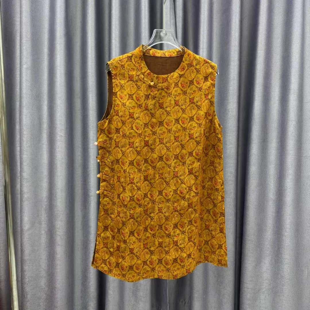 095奥黛重磅提花新中式国风中长款上衣