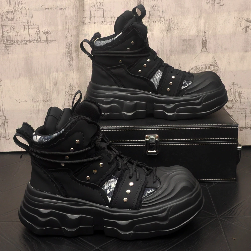 厚底增高马丁靴2025秋季新款时尚痞帅白色男靴子超火个性男高帮鞋