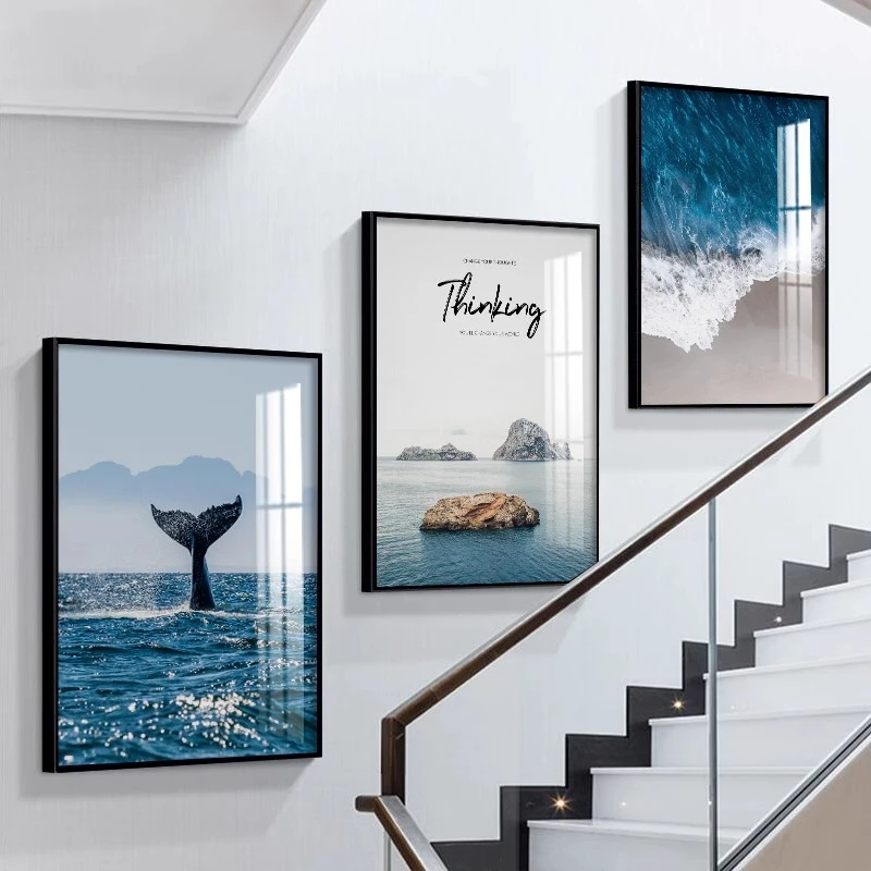 楼梯间转角装饰画loft复式楼走廊玄关过道挂画客厅背景墙面壁画