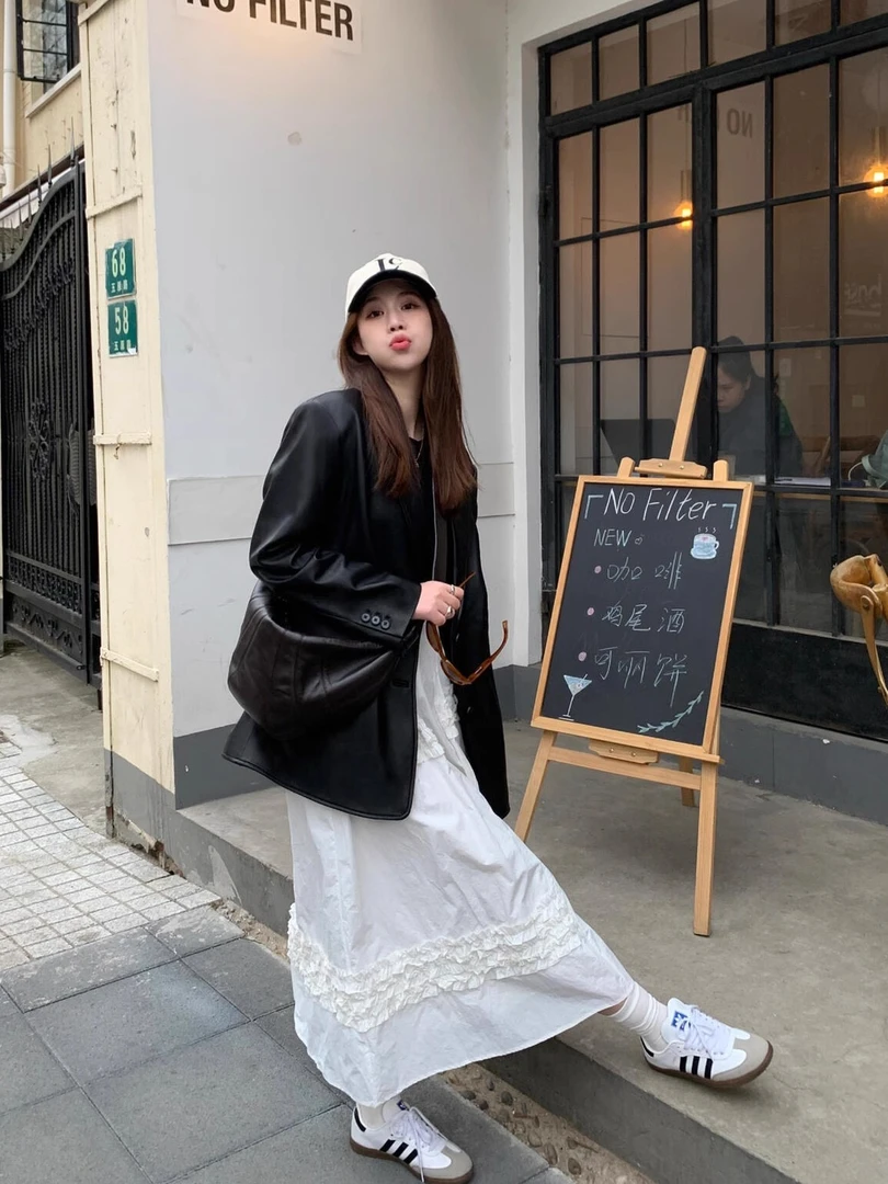 黑色皮衣港风复古PU宽松显瘦春秋气质百搭炸街设计外套高级感上衣