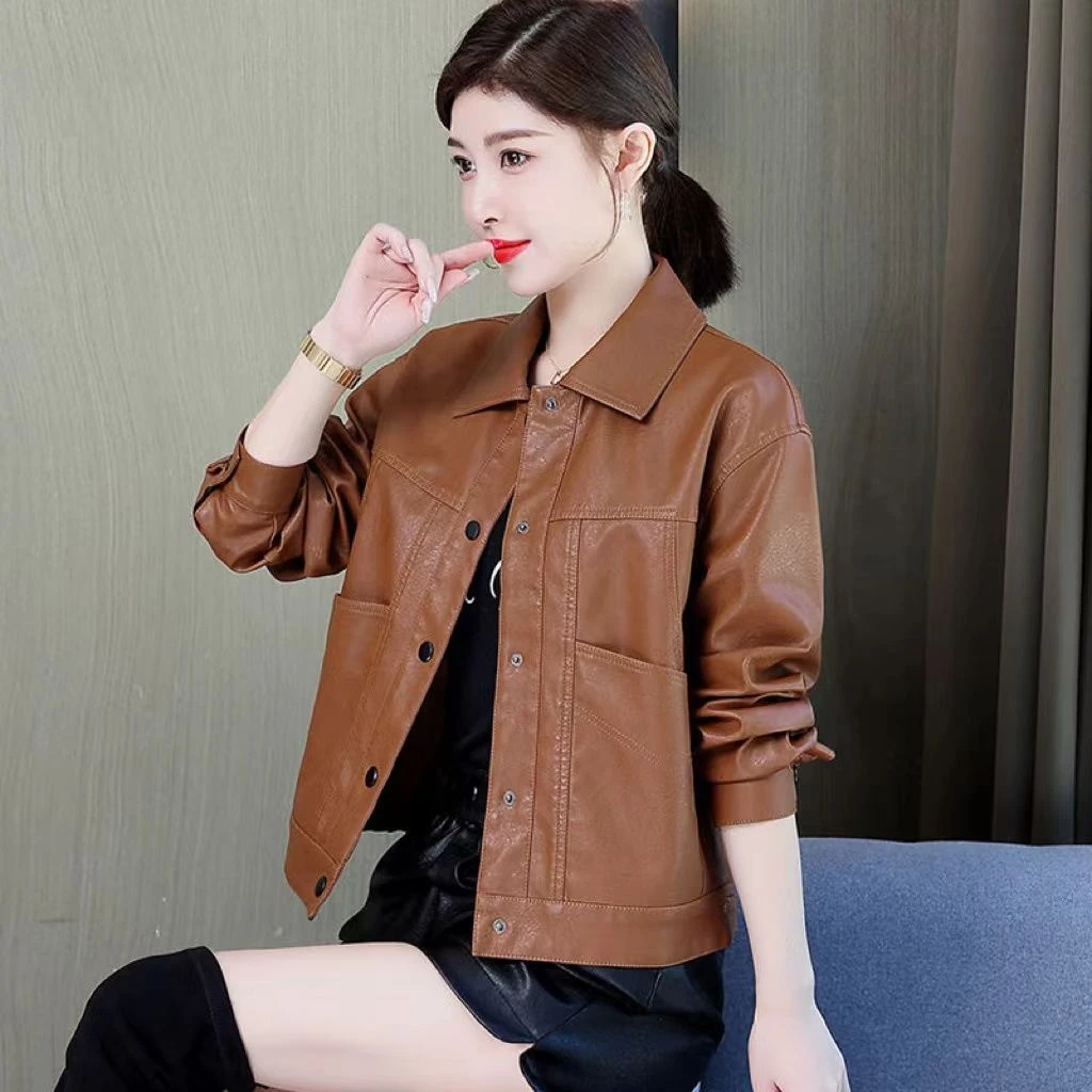 海宁皮衣女士短款皮夹克韩版外套流行时尚洋气小香风气质春秋爆款