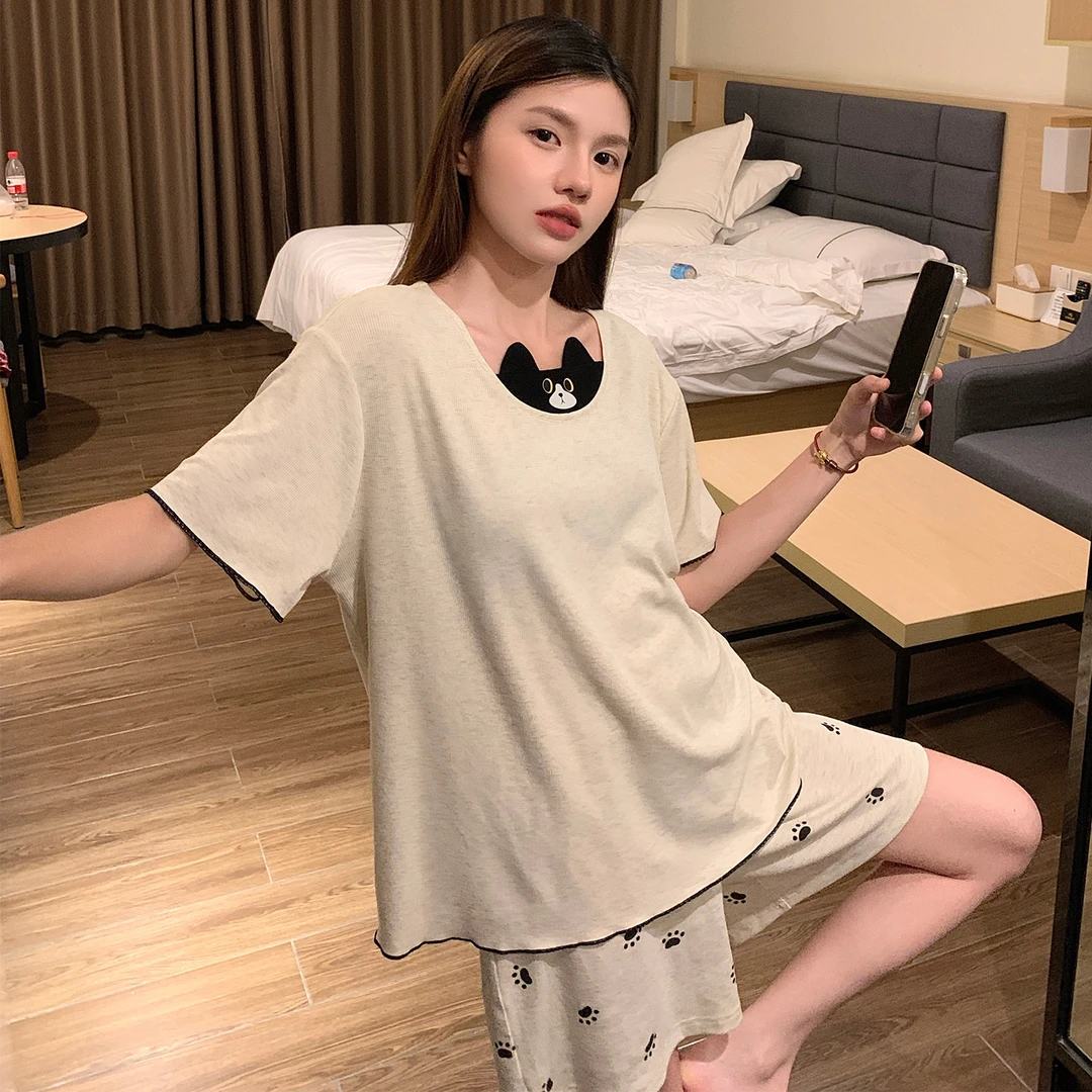 2025新款莫代尔棉夏季薄款睡衣女夏天网红风短袖家居服两件套夏装