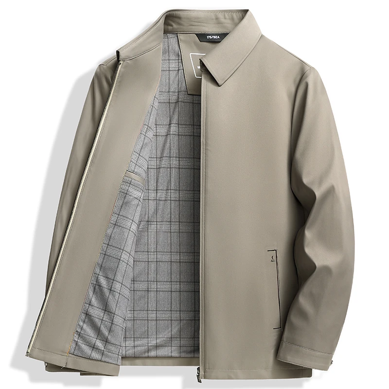 2025春秋冬款男士外套翻领夹克夹克衫商务休闲男装通勤爸爸装热销