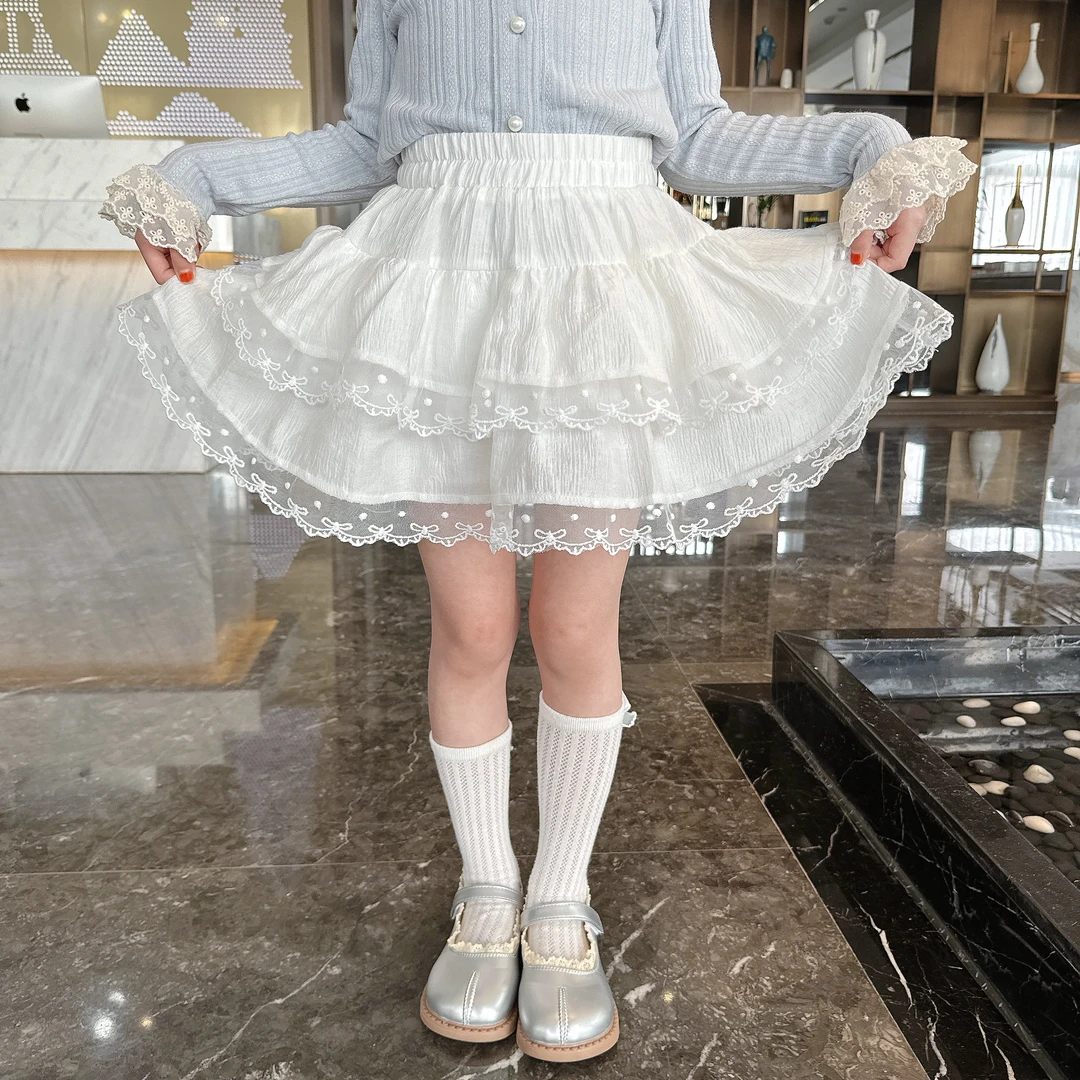 蛋糕裙百搭纯色夏季甜美女半身裙百褶裙女童