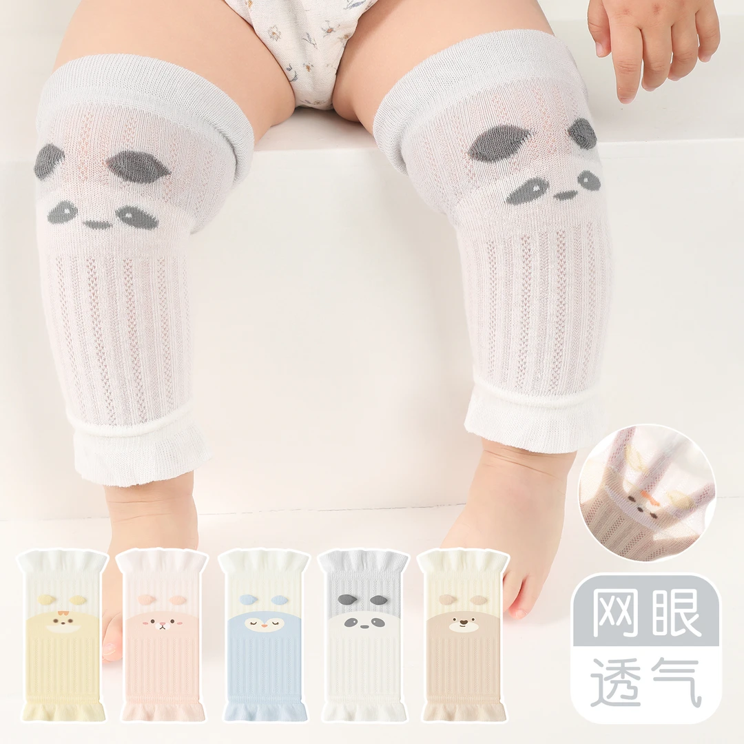 十月乖乖宝宝袜子夏季薄款婴儿卡通护膝透气吸汗网眼袜套不勒腿棉