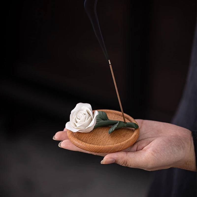 手工制作香插香炉香座禅意陶瓷花线香插立香家用茶室装饰熏香摆件