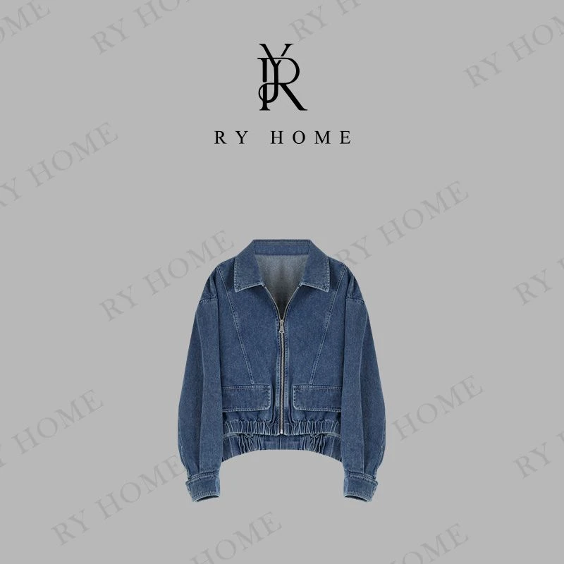 【容雨RYHOME】新款时尚拉链宽松开衫牛仔外套253W2340