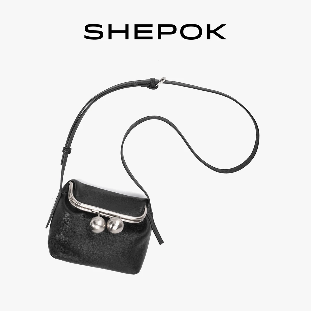 西泊克真皮口金包2025新款头层牛皮斜挎女包轻奢潮流单肩手提包