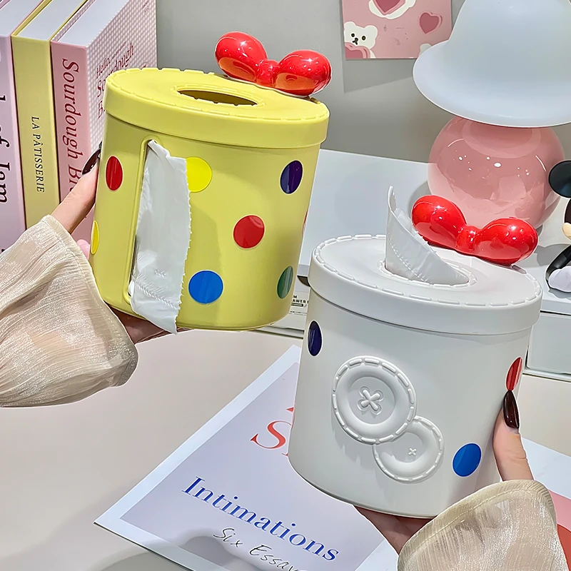 多巴胺纸巾盒客厅餐桌抽纸盒高颜值家用可爱波点风