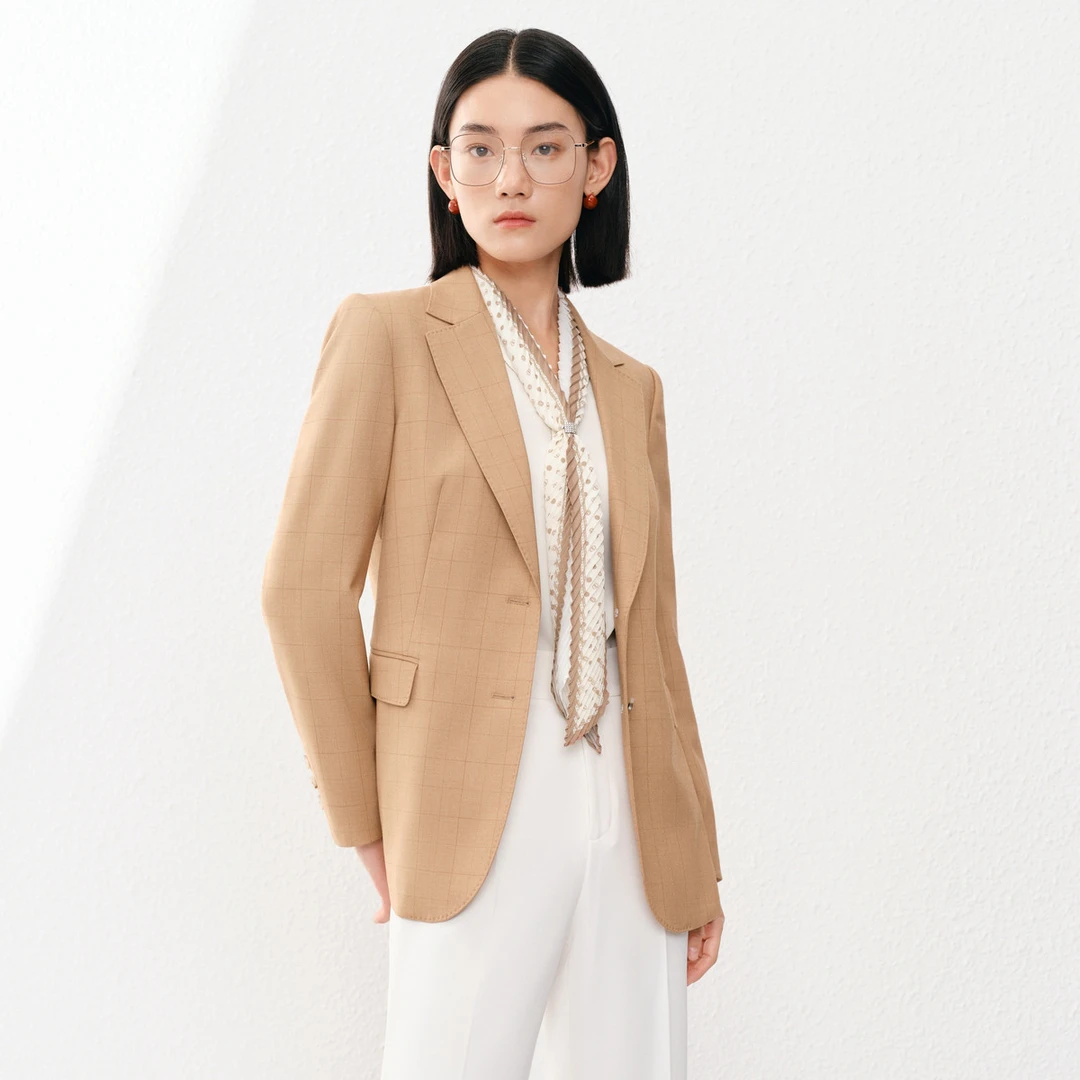 【众心专享价】【英伦美拉德风】商务通勤OL气质百搭长袖西装外套女