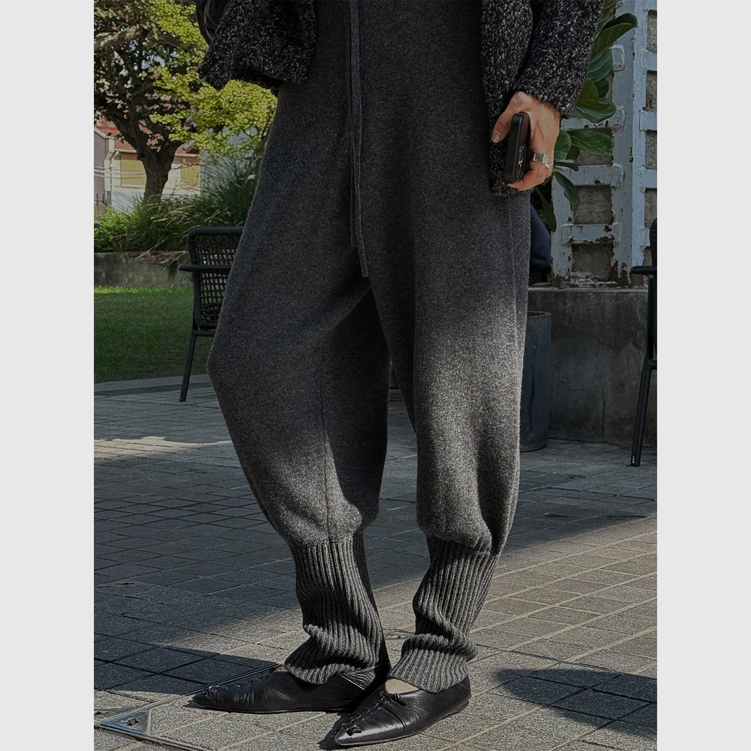 BACKATONE“高分造型” 时尚百搭气质羊毛束脚针织裤 BFF-2AI456H-C