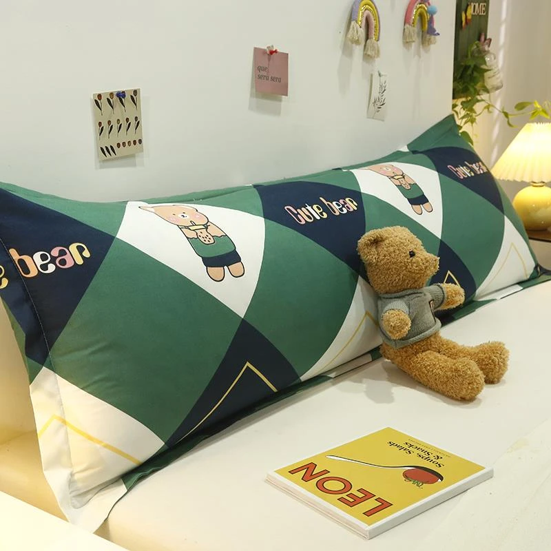 水星家纺适用双人长枕套枕头套情侣一体加长1.2米/1.5m/1.8米大号