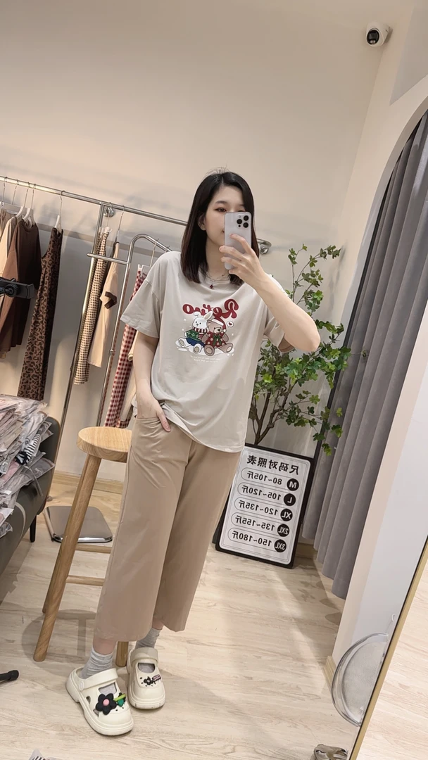 夏季爽棉睡衣女舒适时尚休闲女士宽松百搭印花圆领卡通家居服套装