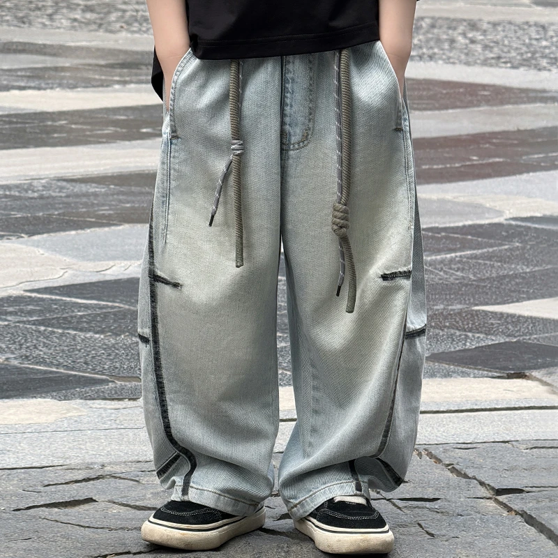 中班仔童装男童裤子2025新款儿童时尚薄款牛仔长裤帅气男孩*43438