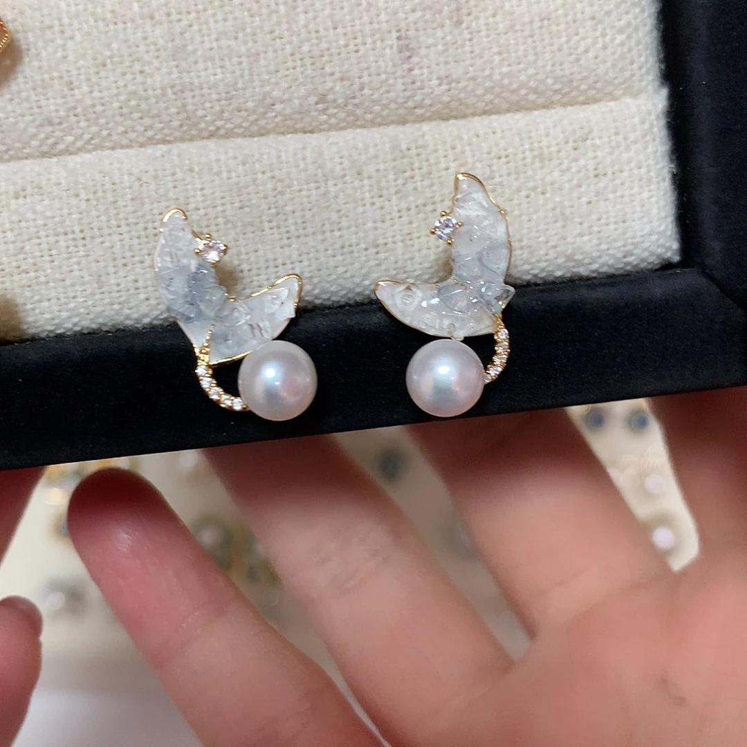 淡水珍珠耳饰合金