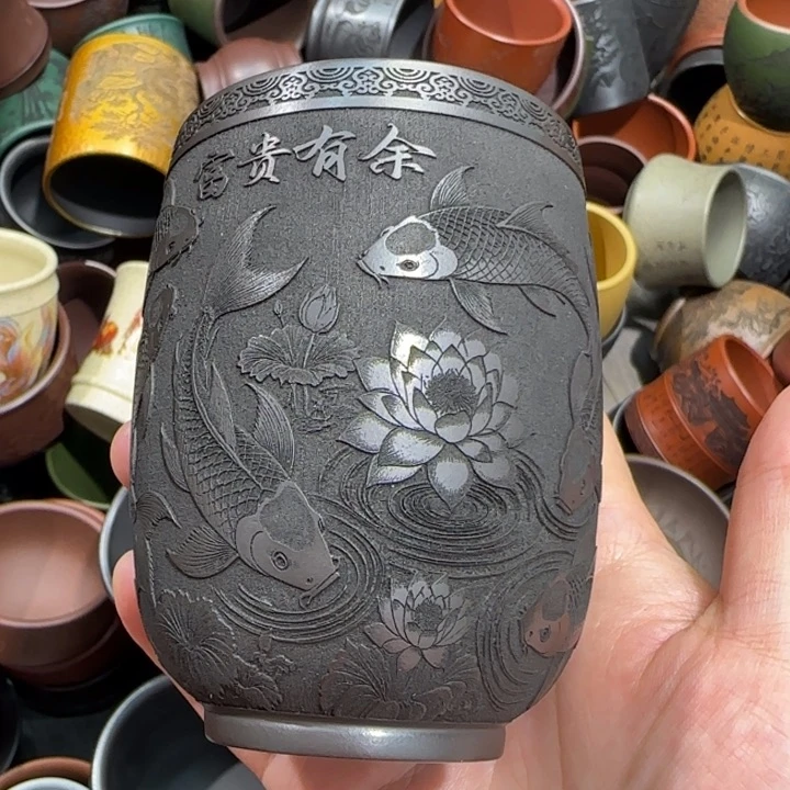 茶杯紫砂何**雨全手工紫砂