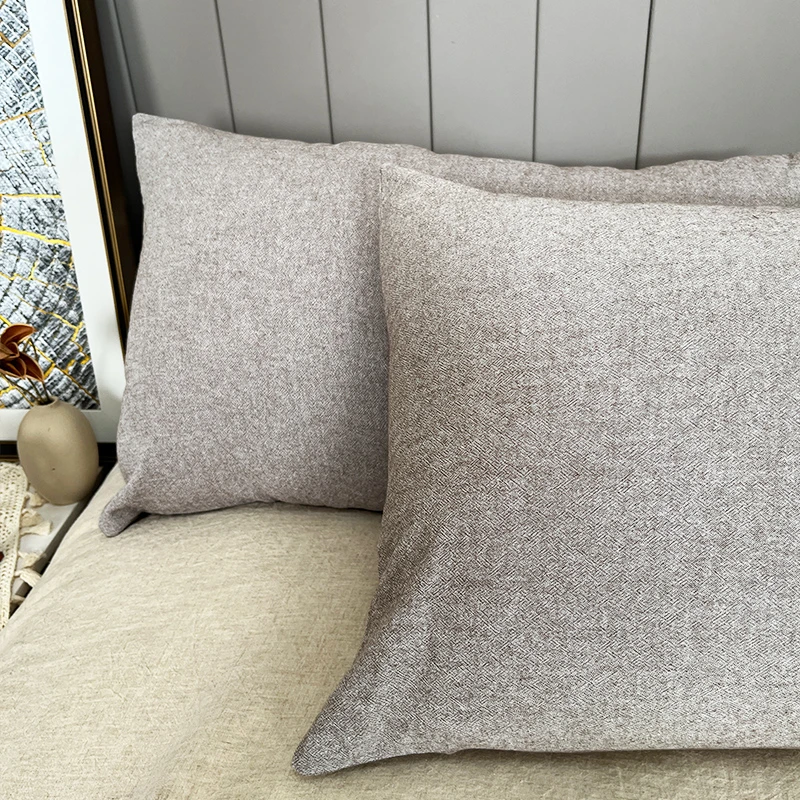 【俏居】43*63cm日单麻棉枕套一对装家用吸湿透气舒适枕头床上用品