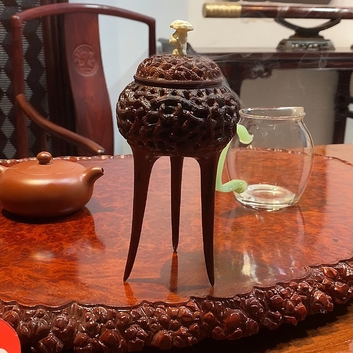 时***逝茶室空间茶桌茶宠摆件香炉