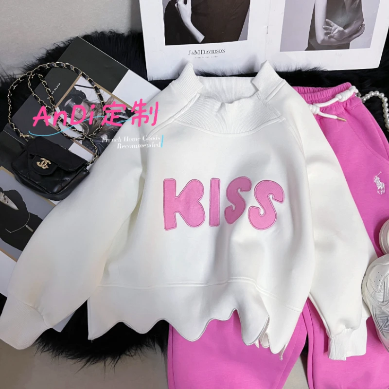 〖ANDI〗订制春季中大童新款字母KISS设计感不规则卫衣3460