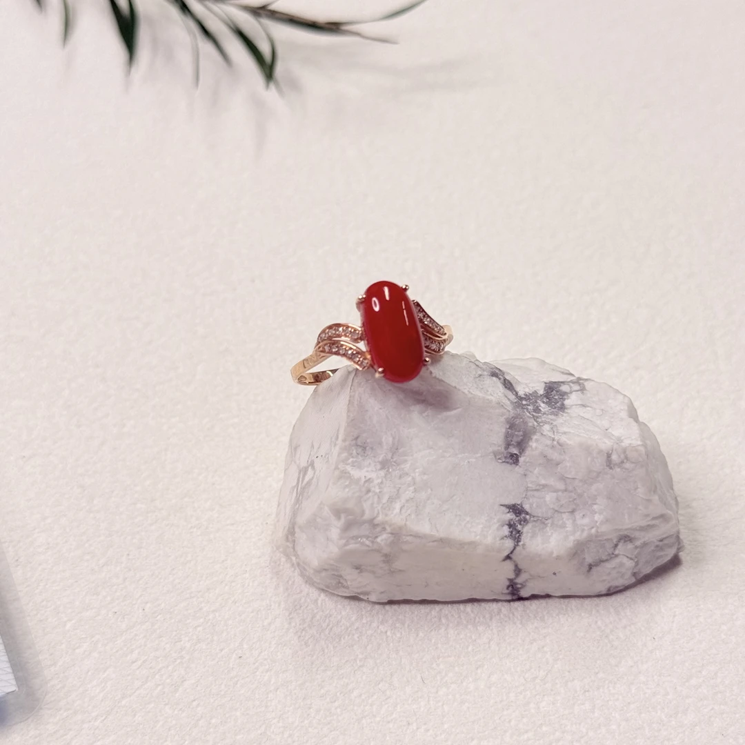 【六六中古】孤品精美18k金珊瑚戒指aj5798港15欧54