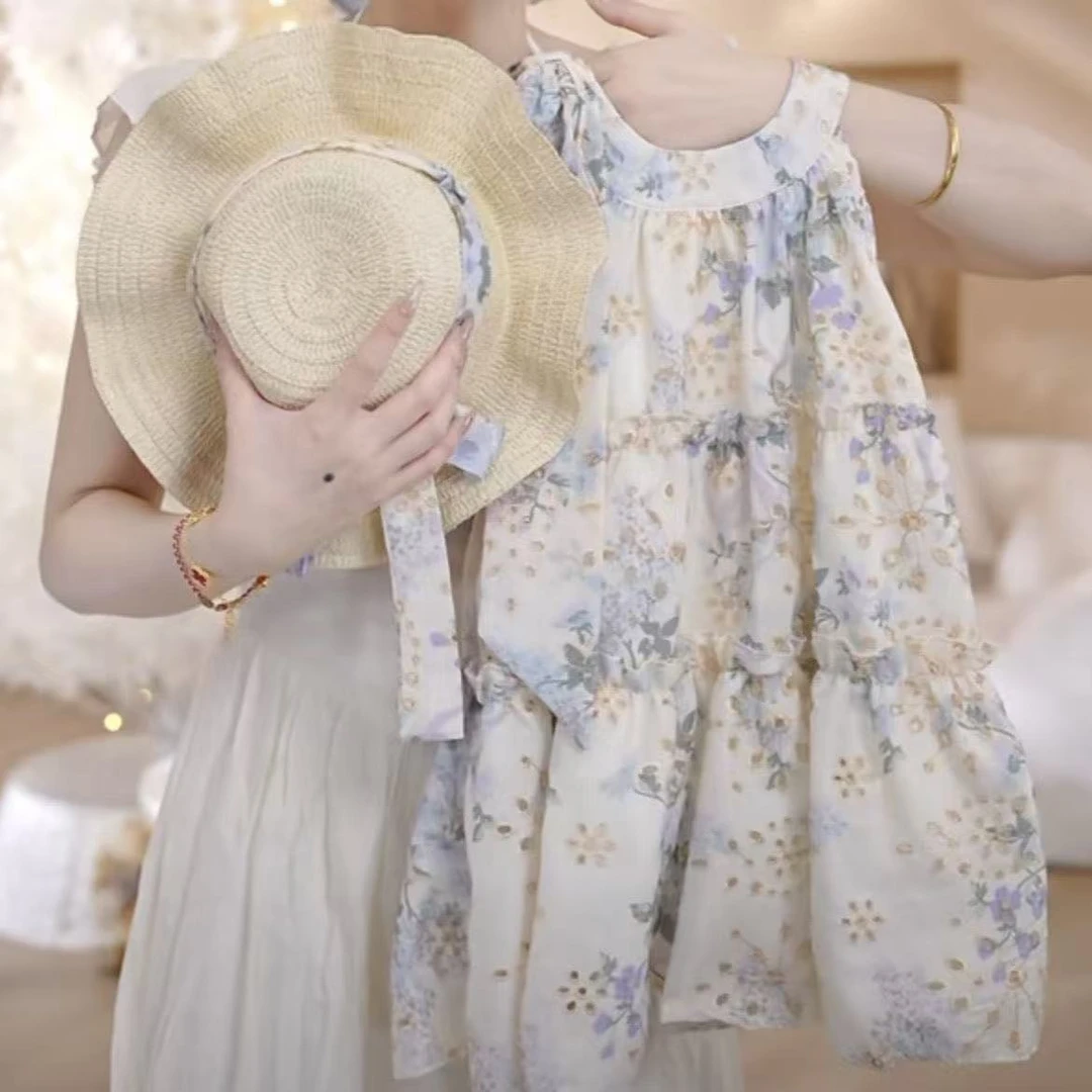 （送帽子）女童夏季连衣裙女宝宝洋气甜美碎花裙女孩A字裙CSC2040