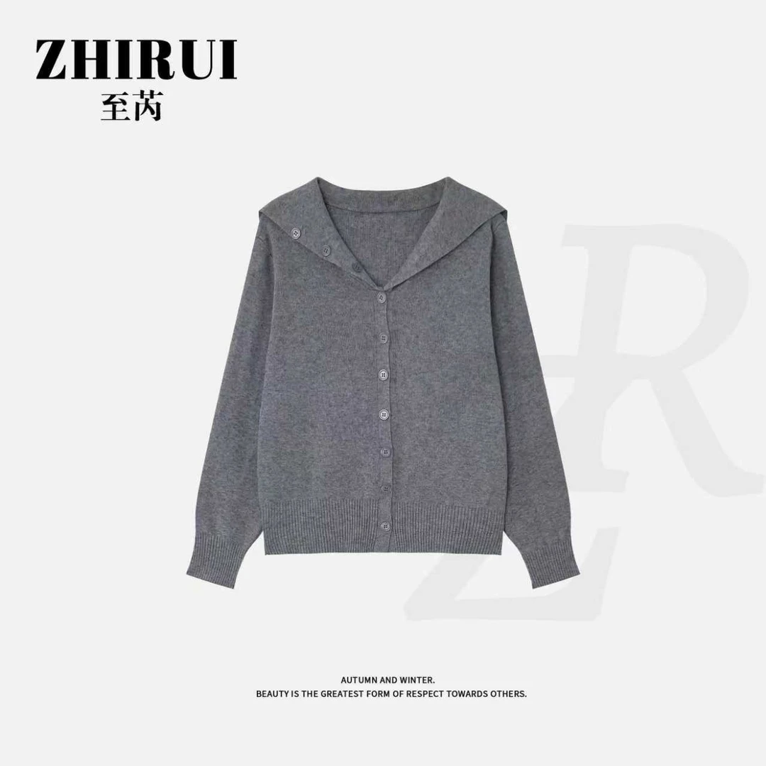 【豪豪专属】新款通勤风减龄海军领针织开衫秋季时尚百搭上衣25A5