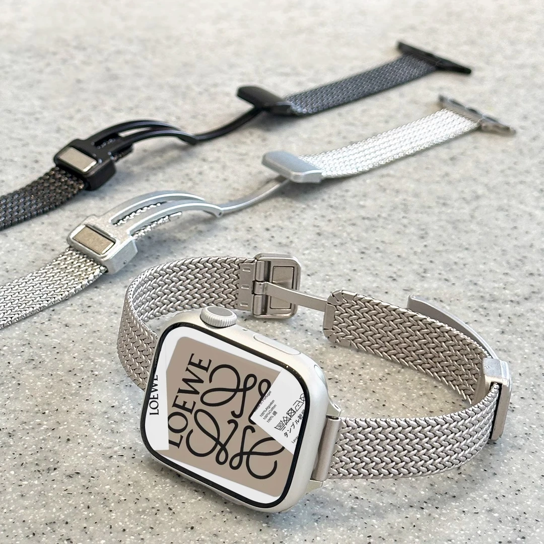 ECBC适用AppleWatch麦穗磁吸卡扣表带S10苹果手表不锈钢表带小众