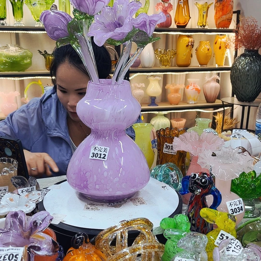 4花+1瓶不完美家悦美居琉璃摆件