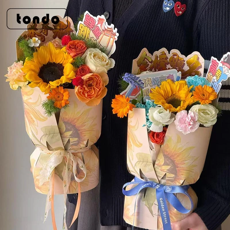 高考毕业季一体定型片金榜题名毕业花束包装卡纸花店鲜花包装纸