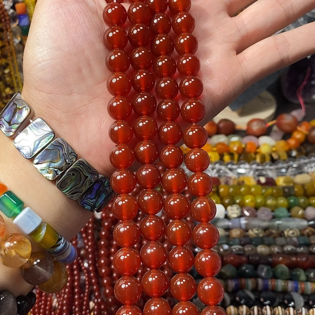 石英质玉未镶嵌，A品红玛瑙12mm，