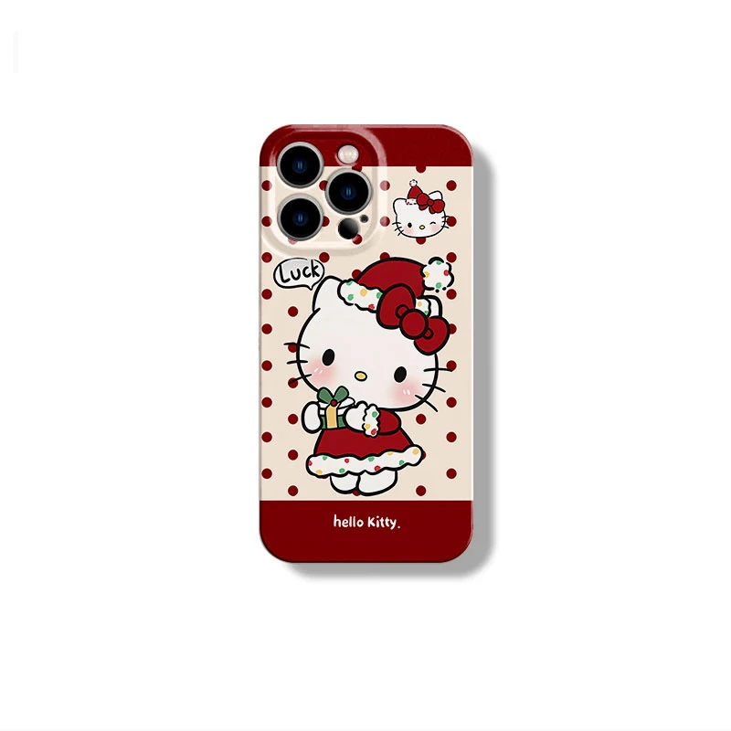 波点hellokitty适用于苹果15pro手机壳16pro小众14/13液态软壳12p