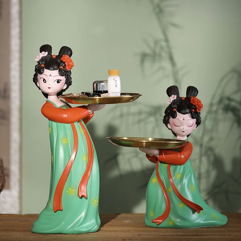 HB唐仕女创意古风玄关钥匙收纳摆件客厅电视柜家居饰品乔迁新居礼