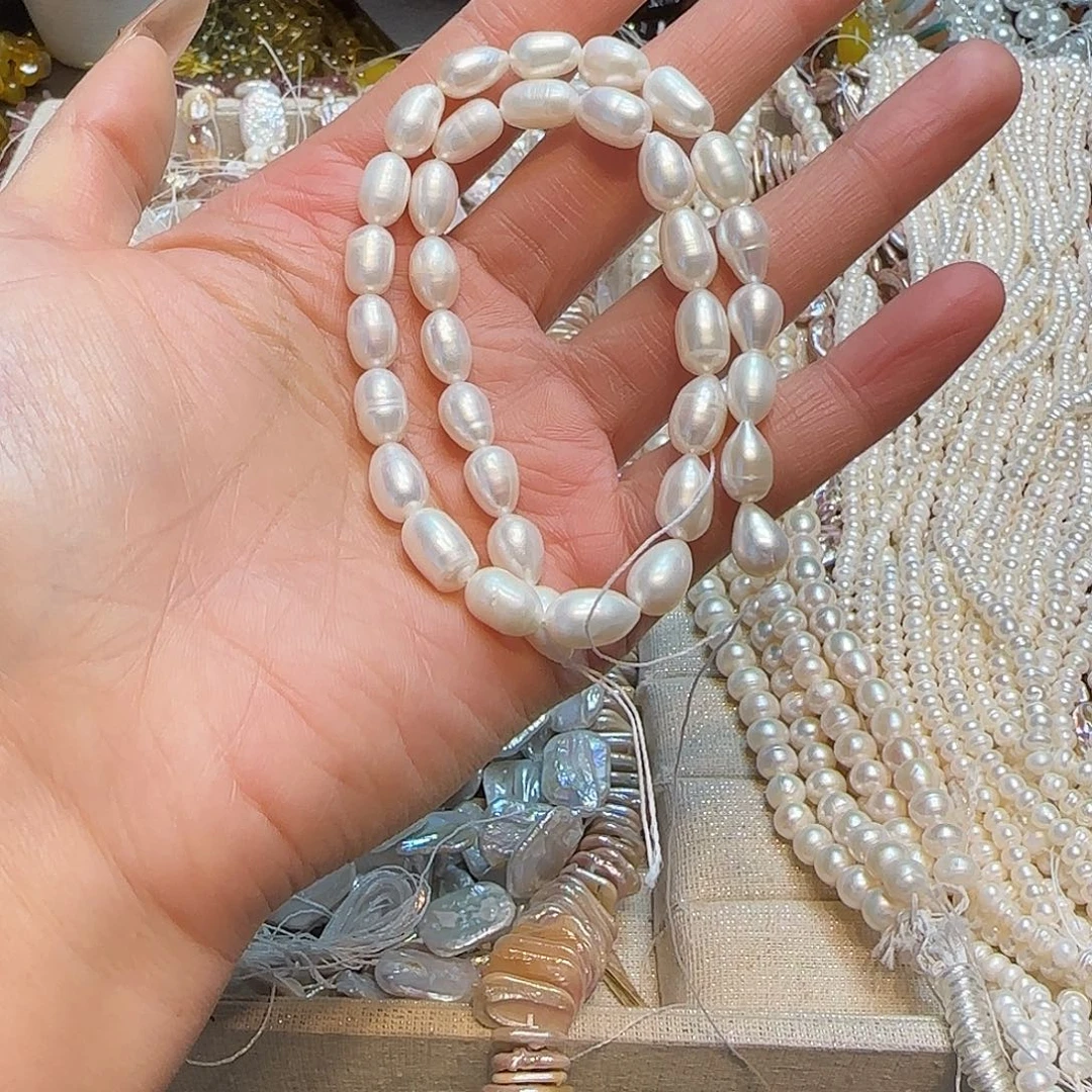 玛瑙/玉髓合金珠宝半成品水滴米珠淡水珍珠一条