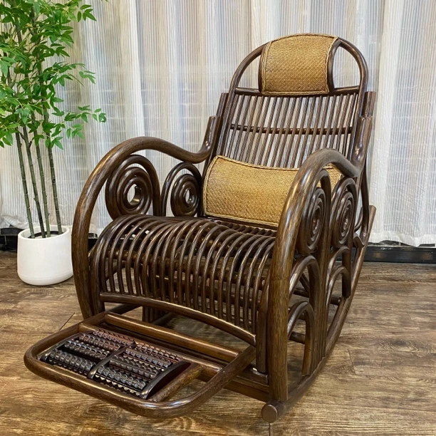藤缘居-粗藤老料藤王手工藤编家用客厅摇摇椅阳台椅懒人椅休闲椅