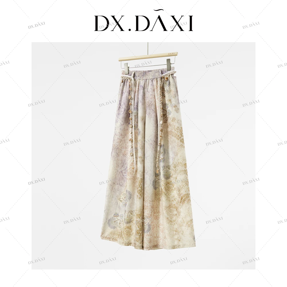 代大喜【夏日画廊】裤子女款爆款2025新款休闲裤夏季度假风阔腿裤