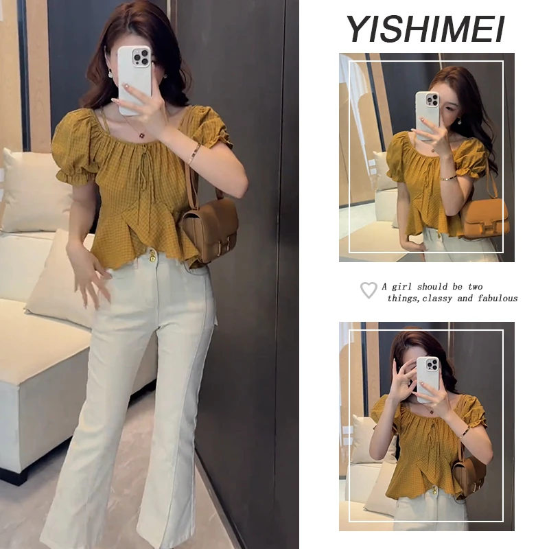 今年流行穿搭一整套女新款韩系设计感上衣百搭显瘦牛仔裤两件套