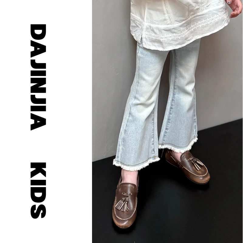 （清仓）25新款韩系风浅蓝色毛边修身时髦百搭高腰弹力牛仔潮裤