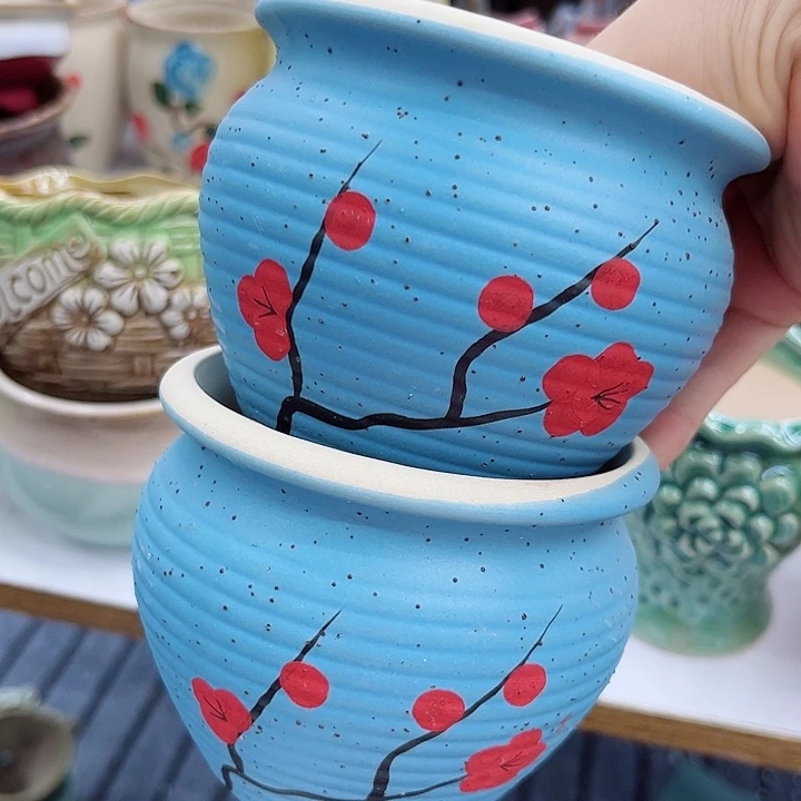 多肉绿植陶瓷花盆9.9包邮，有孔