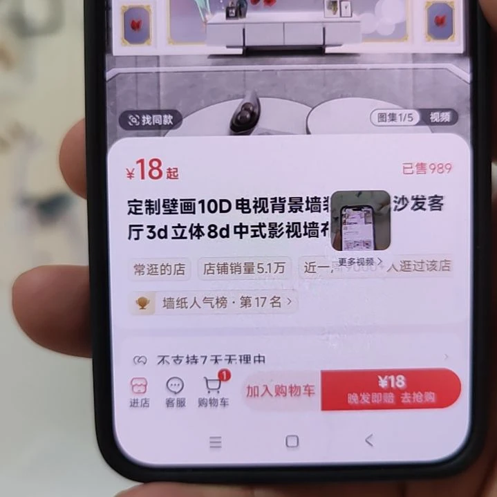 哈***！客厅电视墙壁画壁布