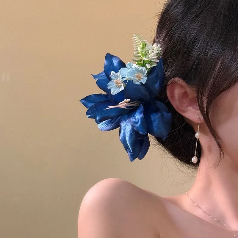 雾霭花海~浪漫百合花发夹女2025新款夏日氛围感海边头花发卡发饰