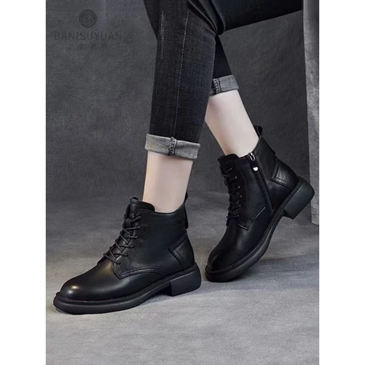 2024新款简约气质厚底英伦风时尚圆头百搭短筒靴马丁靴888-3