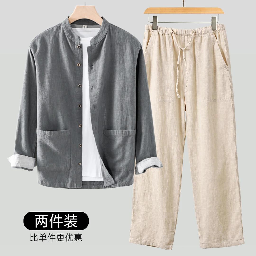 [夏冰+春兴]棉麻男装套装