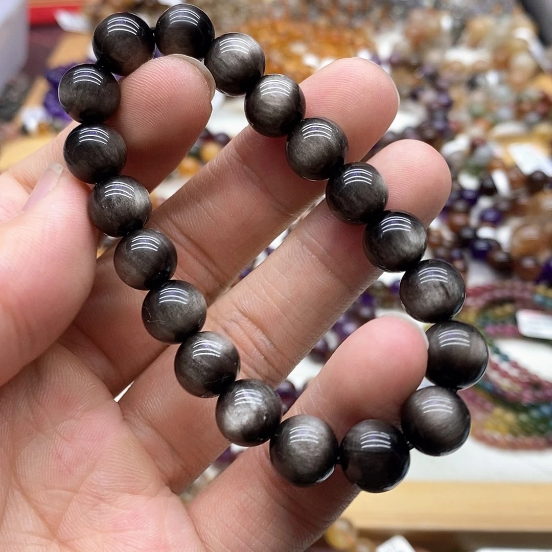 黑曜岩未镶嵌手串天然